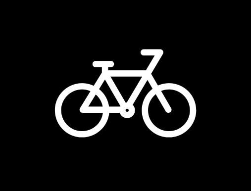 White bike icon on black background