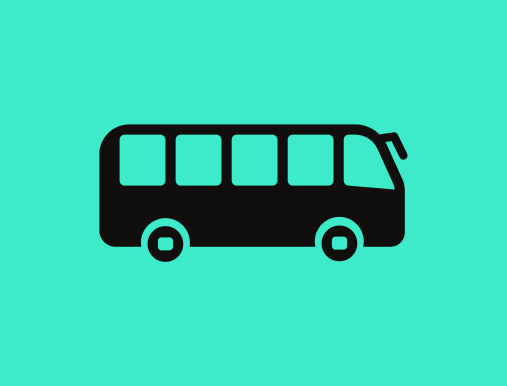 Black bus icon on green background