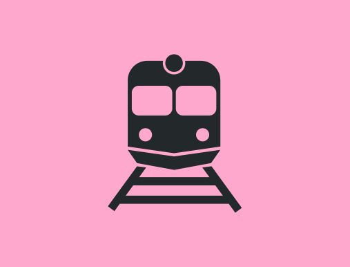 Black train icon on pink background